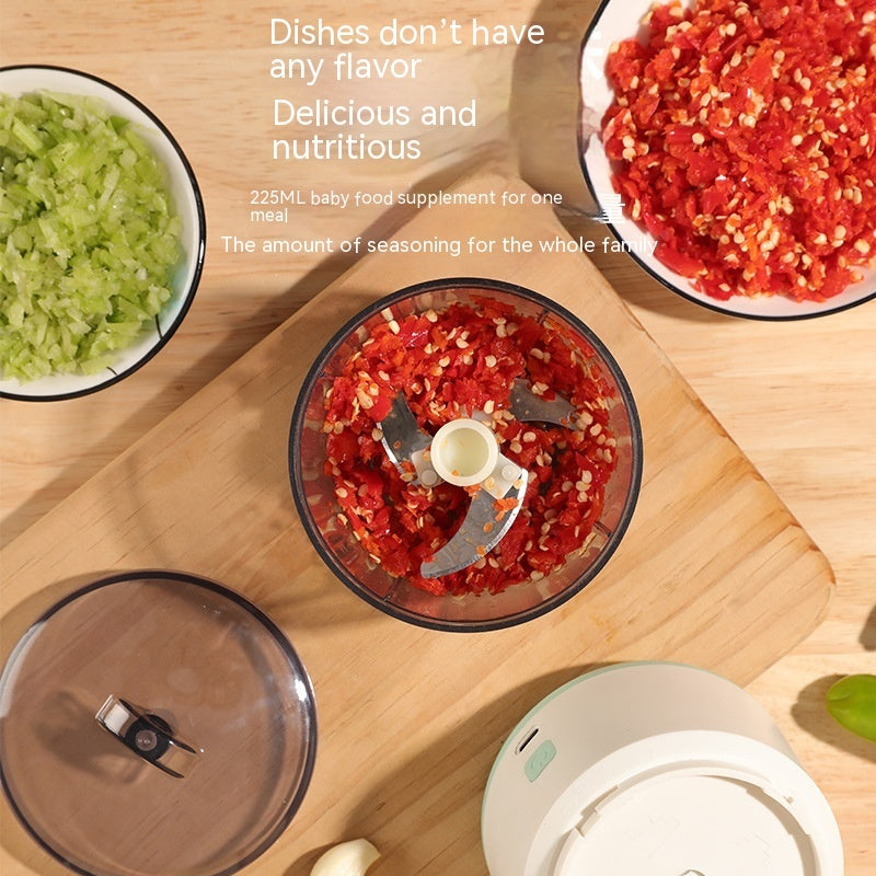 Mini Picadora Eléctrica Portátil 225 ml – Motor Potente, Acero Inoxidable 420J2, Picado Rápido y Preciso