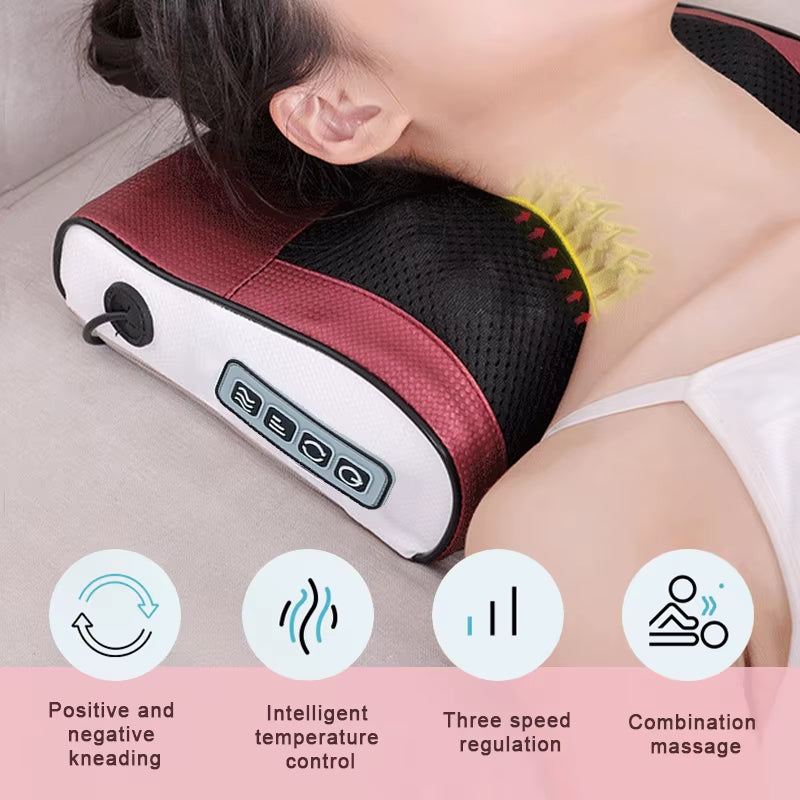 Almohada de Masaje Eléctrica 3 Velocidades con Calor – Cuello, Espalda, Cintura y Piernas | Relajación Profesional en Casa