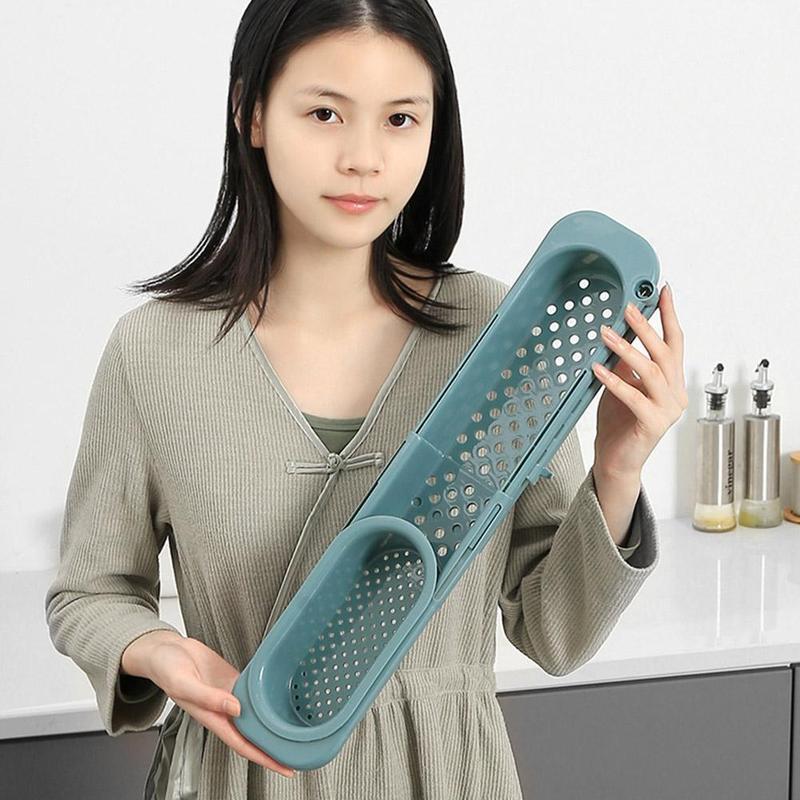 Cesta de Drenaje Ajustable para Fregadero – Estante Extensible de PP, Ventilado, Antihumedad y Fácil de Instalar