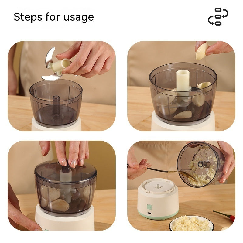 Mini Picadora Eléctrica Portátil 225 ml – Motor Potente, Acero Inoxidable 420J2, Picado Rápido y Preciso