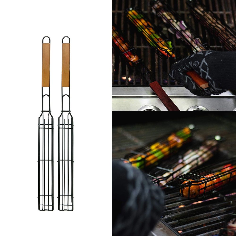 Cesta para BBQ de Madera y acero 45cm