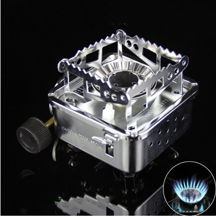 Hornillo Plegable Cuadrado Pequeño – Acabado Cromado, Válvula de Cobre, Estable y Portátil para Camping