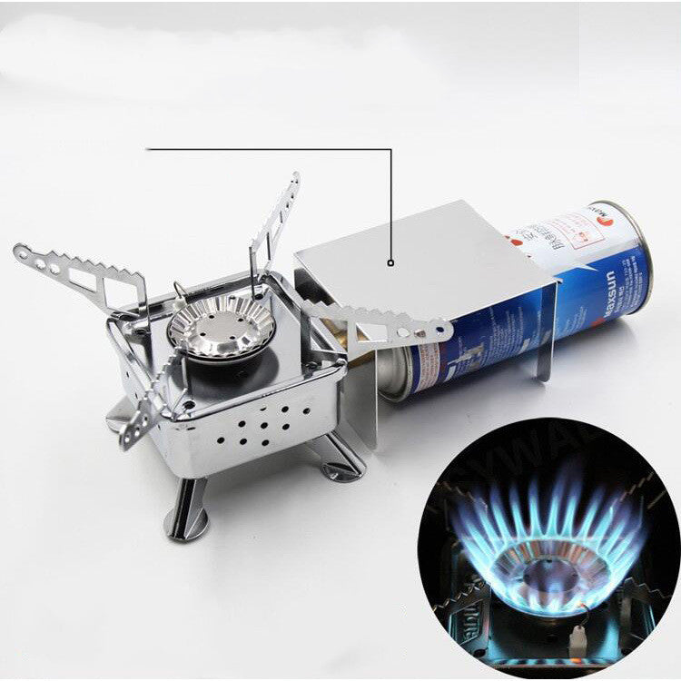 Hornillo Plegable Cuadrado Pequeño – Acabado Cromado, Válvula de Cobre, Estable y Portátil para Camping